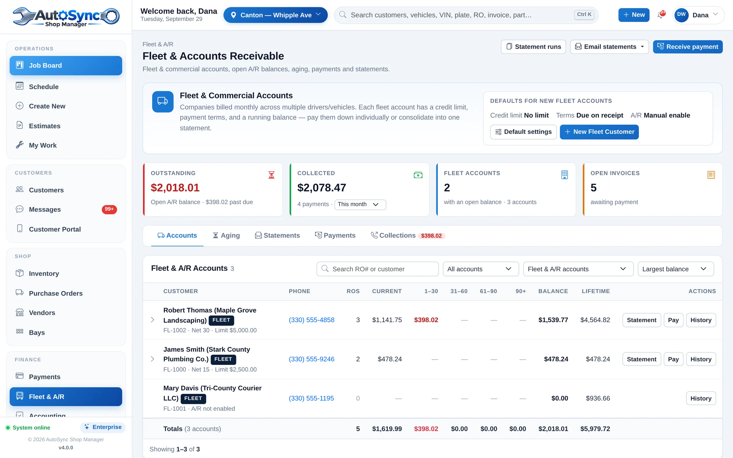 Fleet work, organized and billable in AutoSync