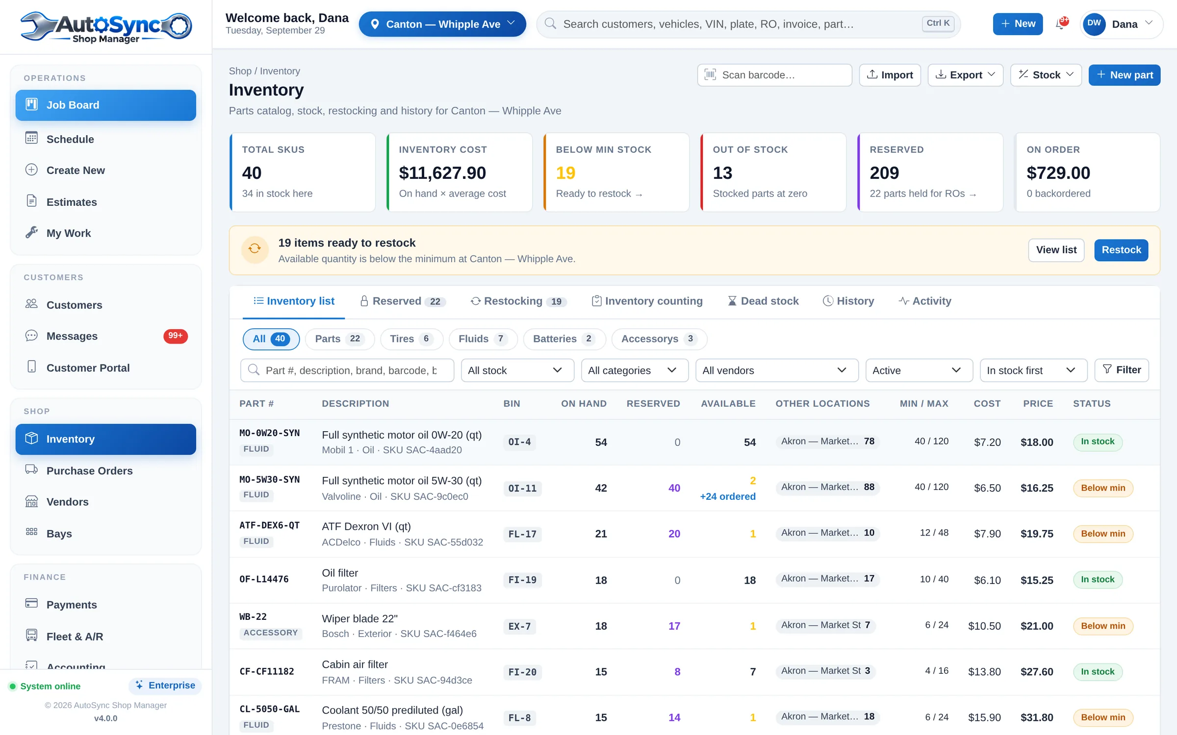 Parts, stock and purchasing in sync with every job in AutoSync